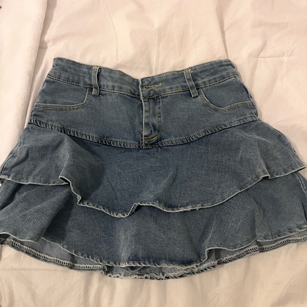 Layered Denim Skirt